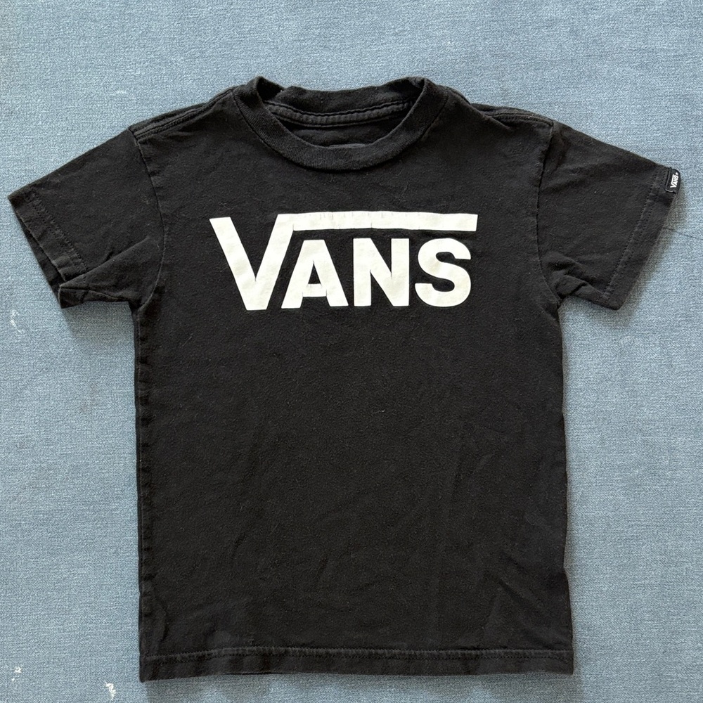 Vans Kids Black and White Logo Tee